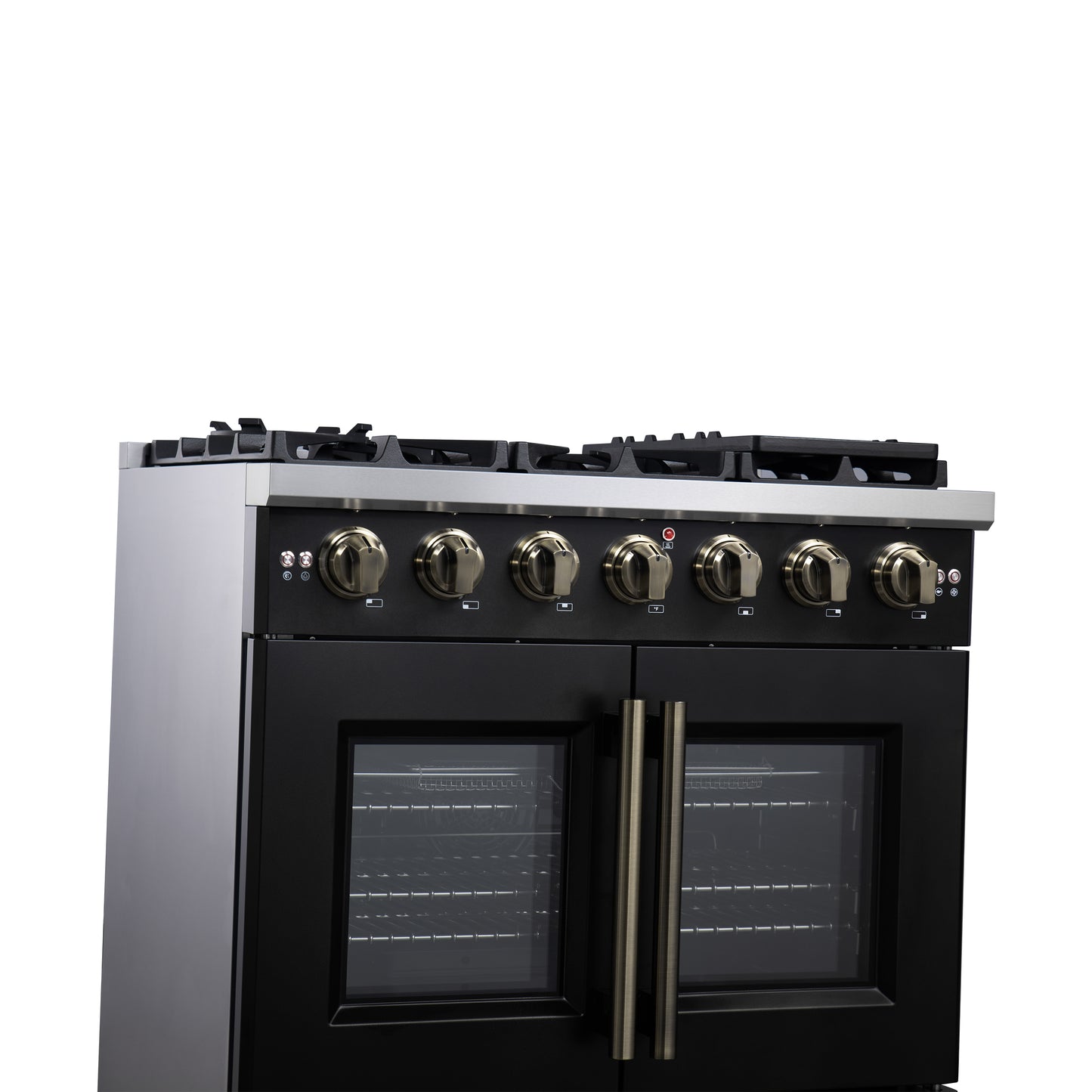 Forno Capriasca 36-Inch Black Freestanding French Door Gas Range, 6 Burners, Convection Oven, Energy Efficient - Forno Appliances