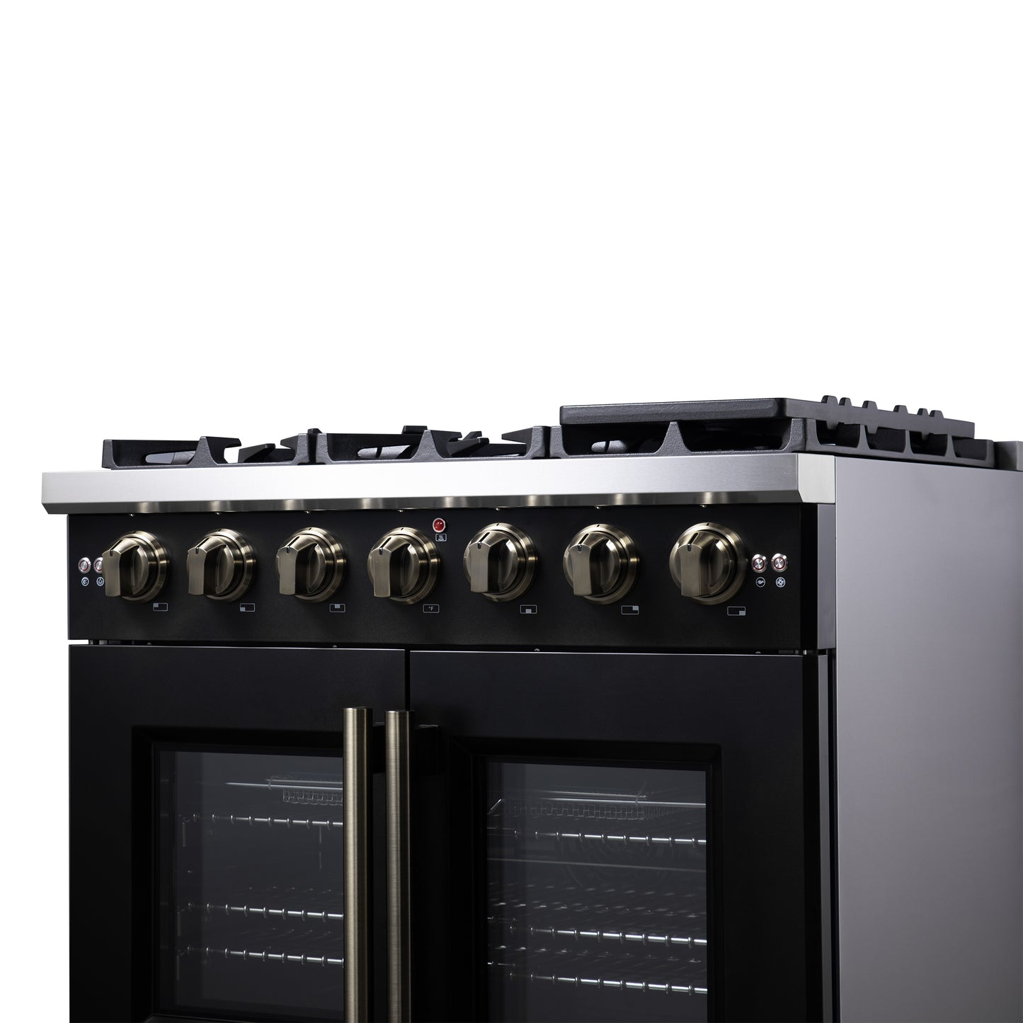 Forno Capriasca 36-Inch Black Freestanding French Door Gas Range, 6 Burners, Convection Oven, Energy Efficient - Forno Appliances