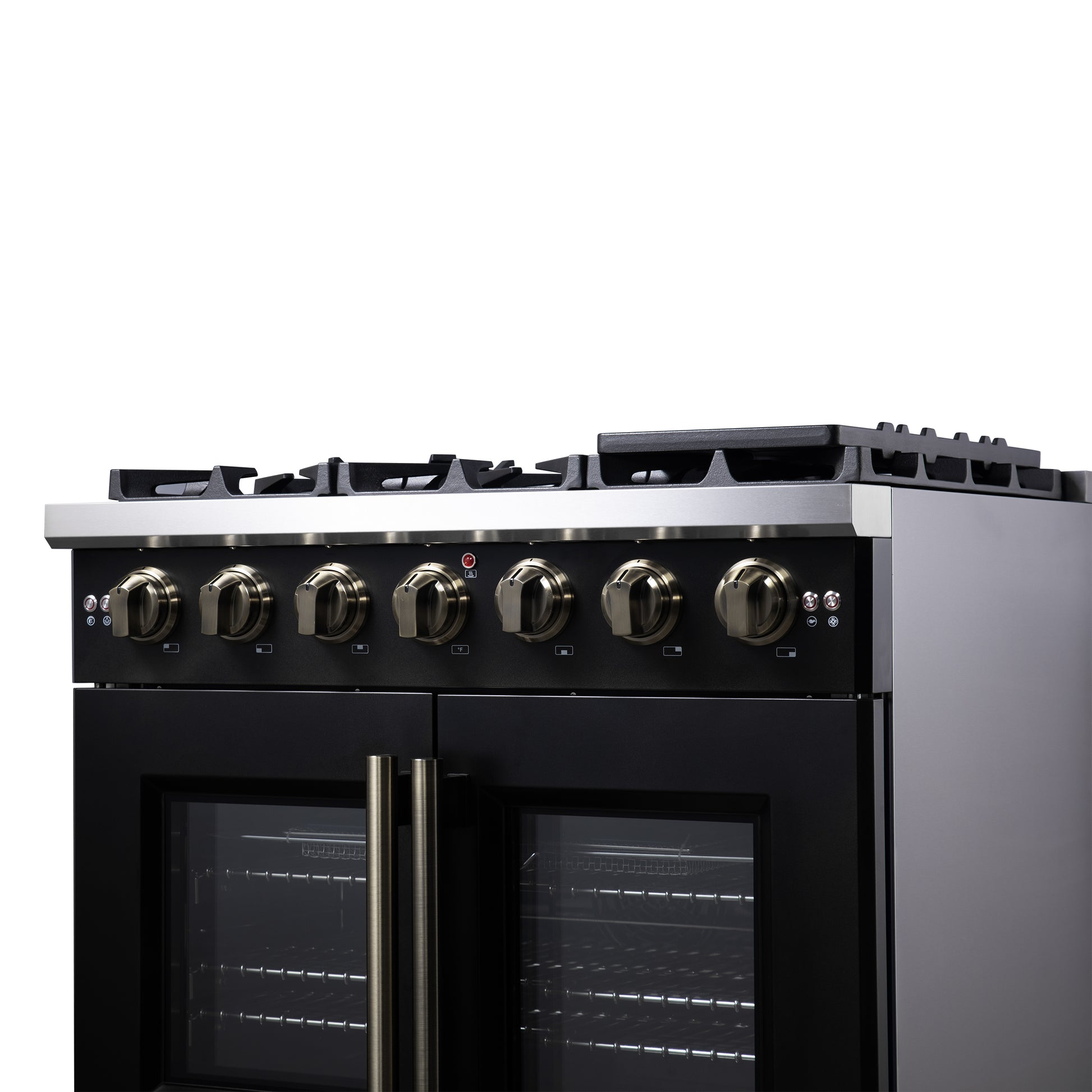 Forno Capriasca 36-Inch Black Freestanding French Door Gas Range, 6 Burners, Convection Oven, Energy Efficient - Forno Appliances