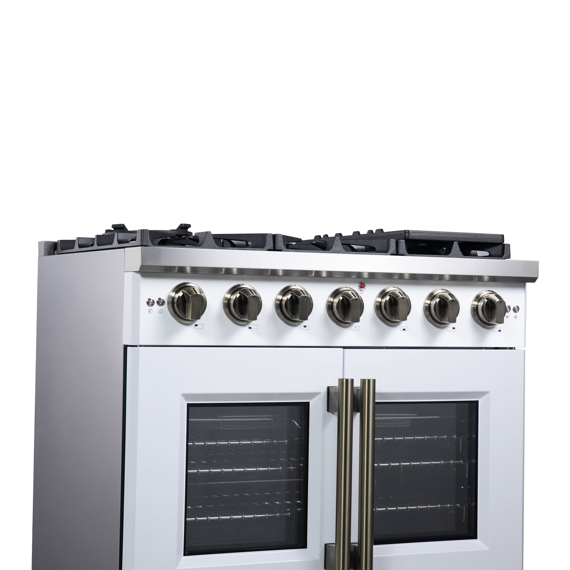 Forno Capriasca 36-Inch White Freestanding French Door Gas Range, 6 Burners, Convection Oven, Energy Efficient - Forno Appliances