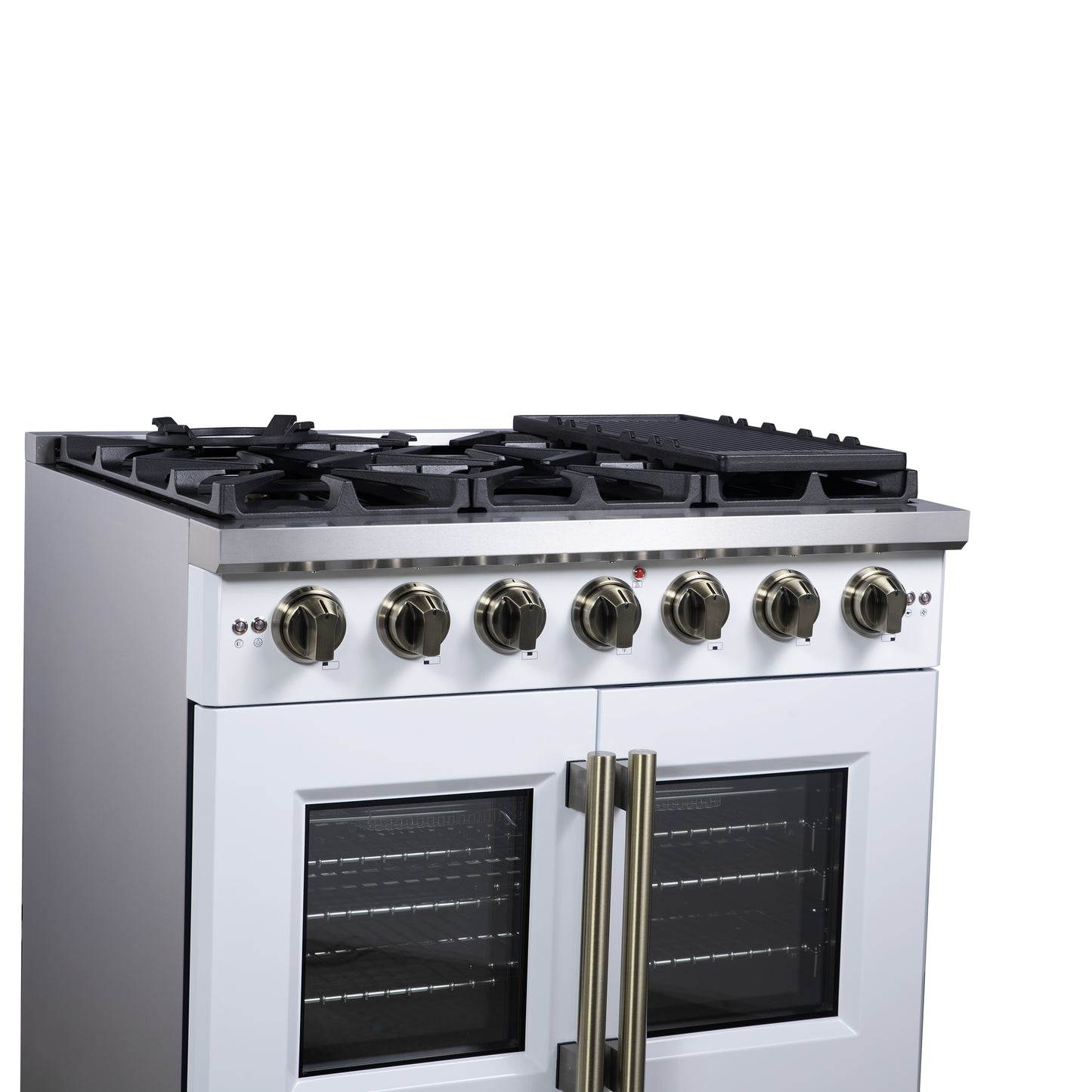 Forno Capriasca 36-Inch White Freestanding French Door Gas Range, 6 Burners, Convection Oven, Energy Efficient - Forno Appliances