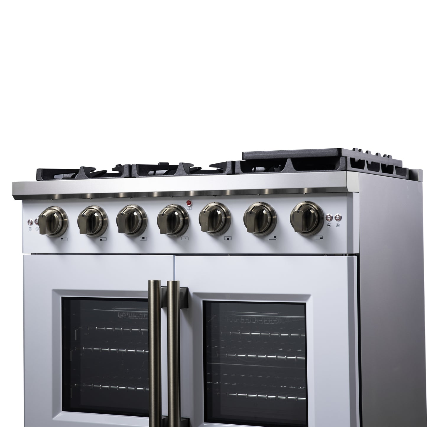 Forno Capriasca 36-Inch White Freestanding French Door Gas Range, 6 Burners, Convection Oven, Energy Efficient - Forno Appliances