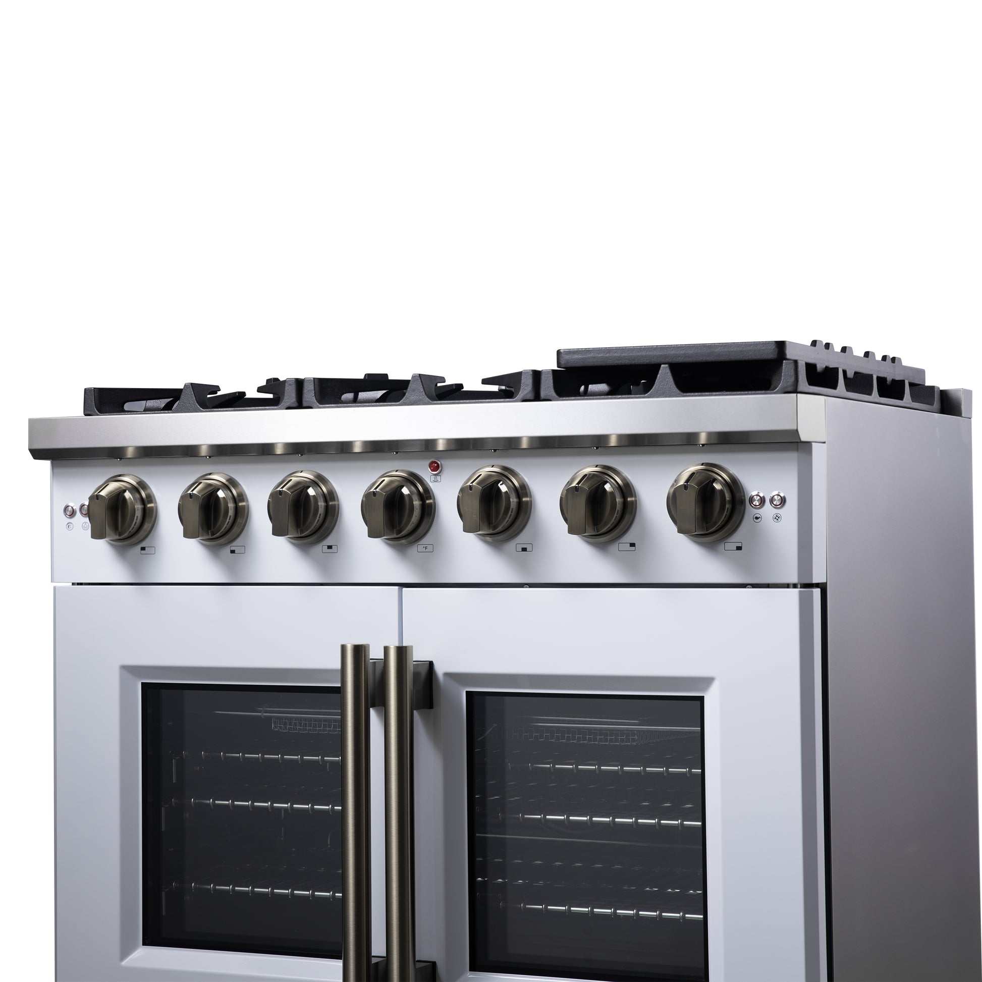 Forno Capriasca 36-Inch White Freestanding French Door Gas Range, 6 Burners, Convection Oven, Energy Efficient - Forno Appliances