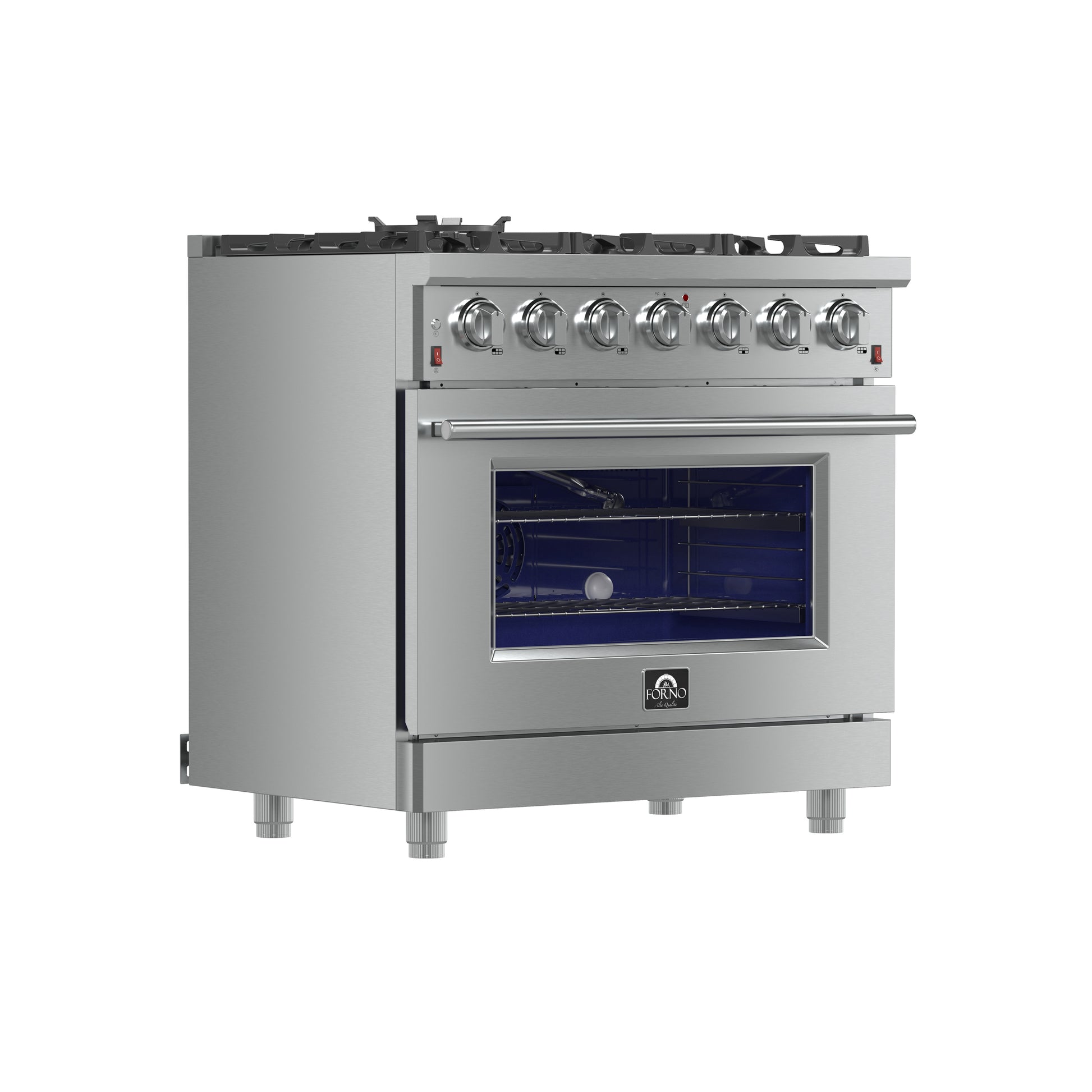 Forno Massimo 36-Inch Freestanding Gas Range, 6 Sealed Burners, Convection Oven, Energy Efficient - Forno Appliances