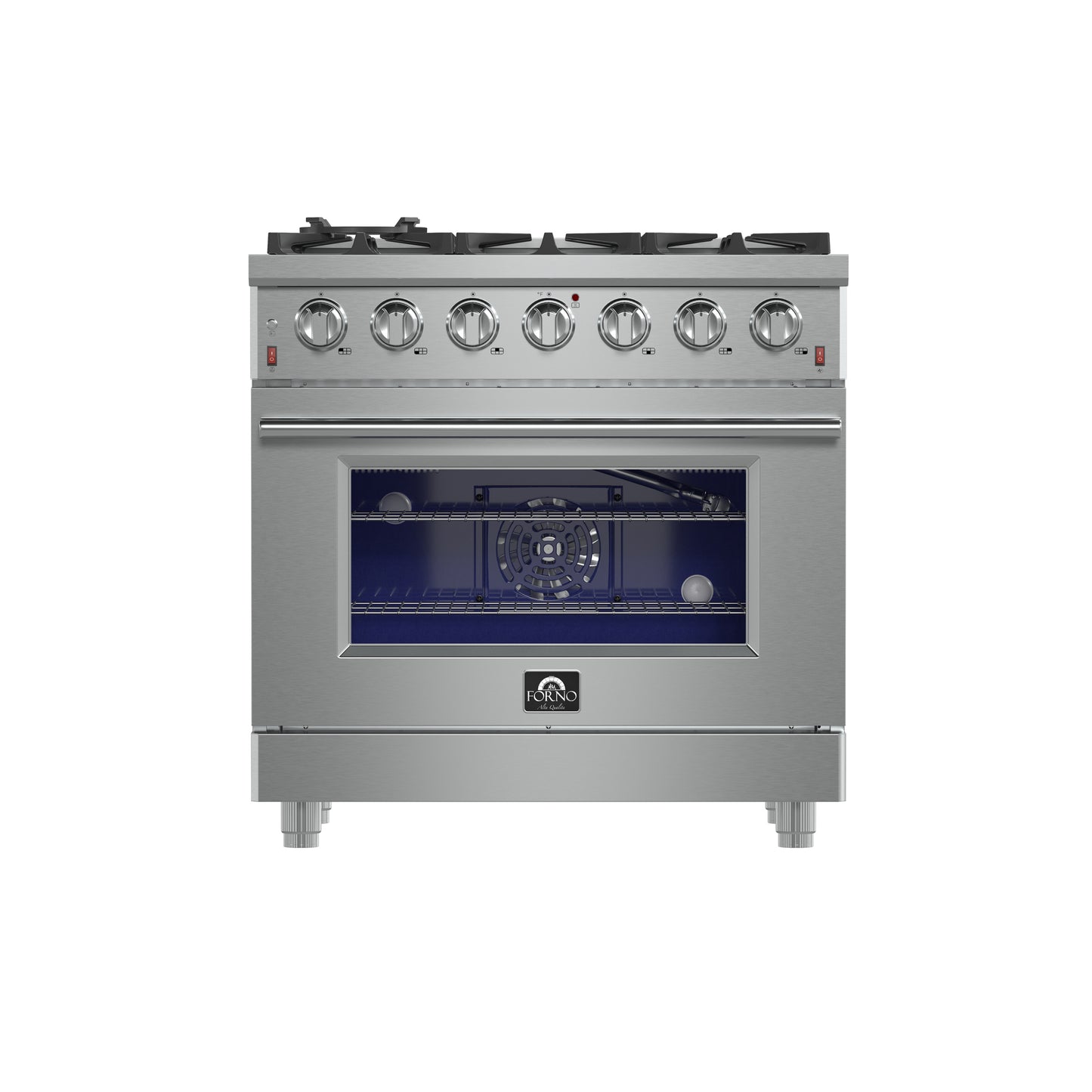 Forno Massimo 36-Inch Freestanding Gas Range, 6 Sealed Burners, Convection Oven, Energy Efficient - Forno Appliances