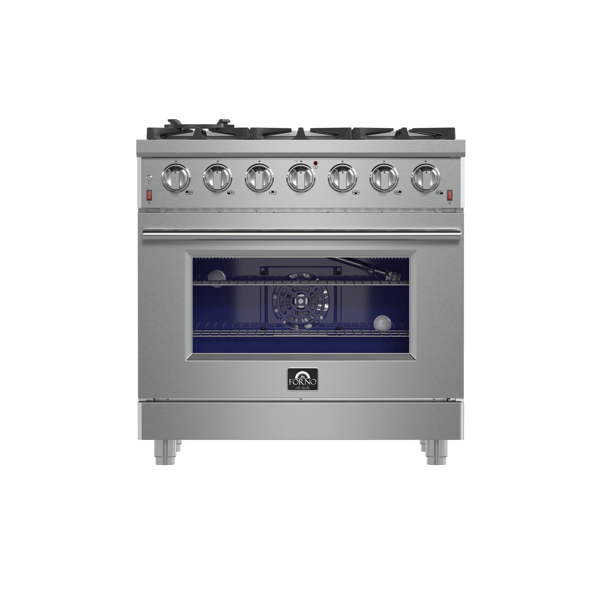 Forno Massimo 36-Inch Freestanding Gas Range, 6 Sealed Burners, Convection Oven, Energy Efficient - Forno Appliances