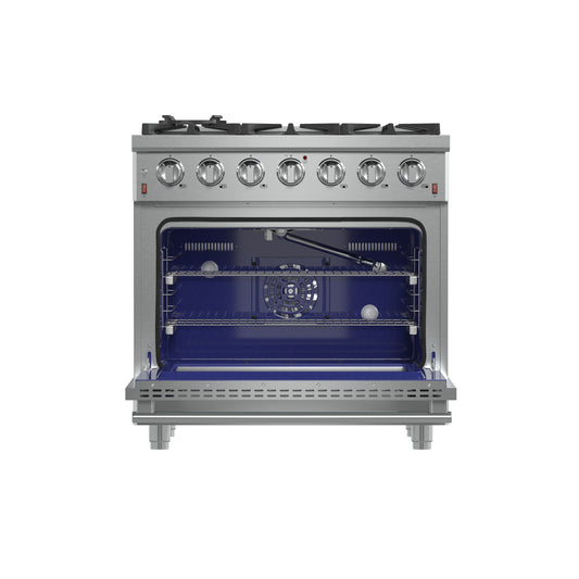 Forno Massimo 36-Inch Freestanding Gas Range, 6 Sealed Burners, Convection Oven, Energy Efficient - Forno Appliances