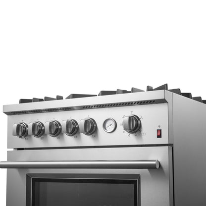 FORNO Giovanni 30-inch Gas Range Stainless Steel, 5 Burners 67,000 BTU, 4.32 cu.ft. Convection Oven - Forno Appliances