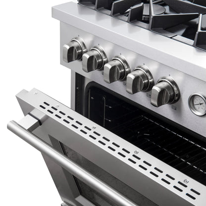 FORNO Giovanni 30-inch Gas Range Stainless Steel, 5 Burners 67,000 BTU, 4.32 cu.ft. Convection Oven - Forno Appliances