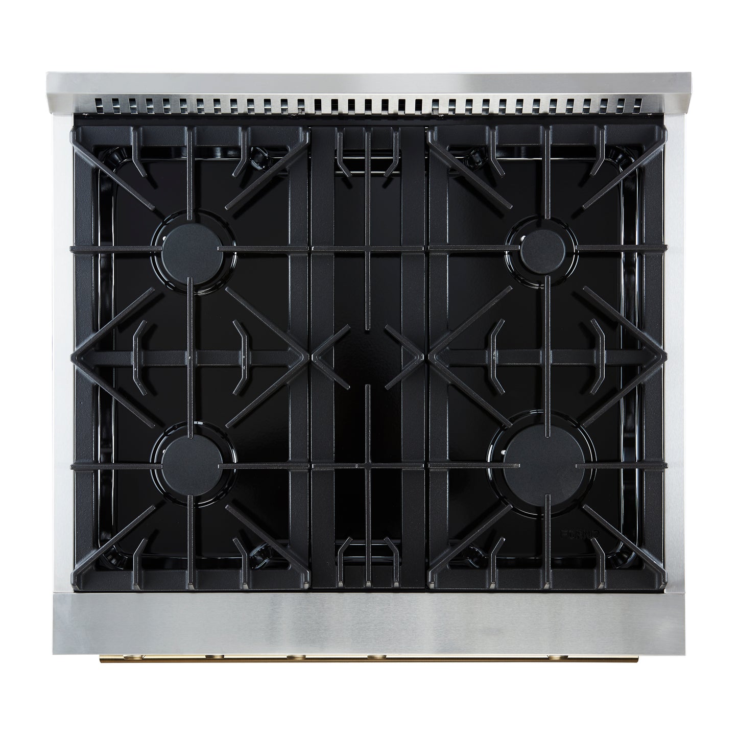 Marco 30-inch Gas Range White & Antique Brass Design, 4 Burners 37,000 BTU, 4.32 cu.ft. Convection Oven - Forno Appliances
