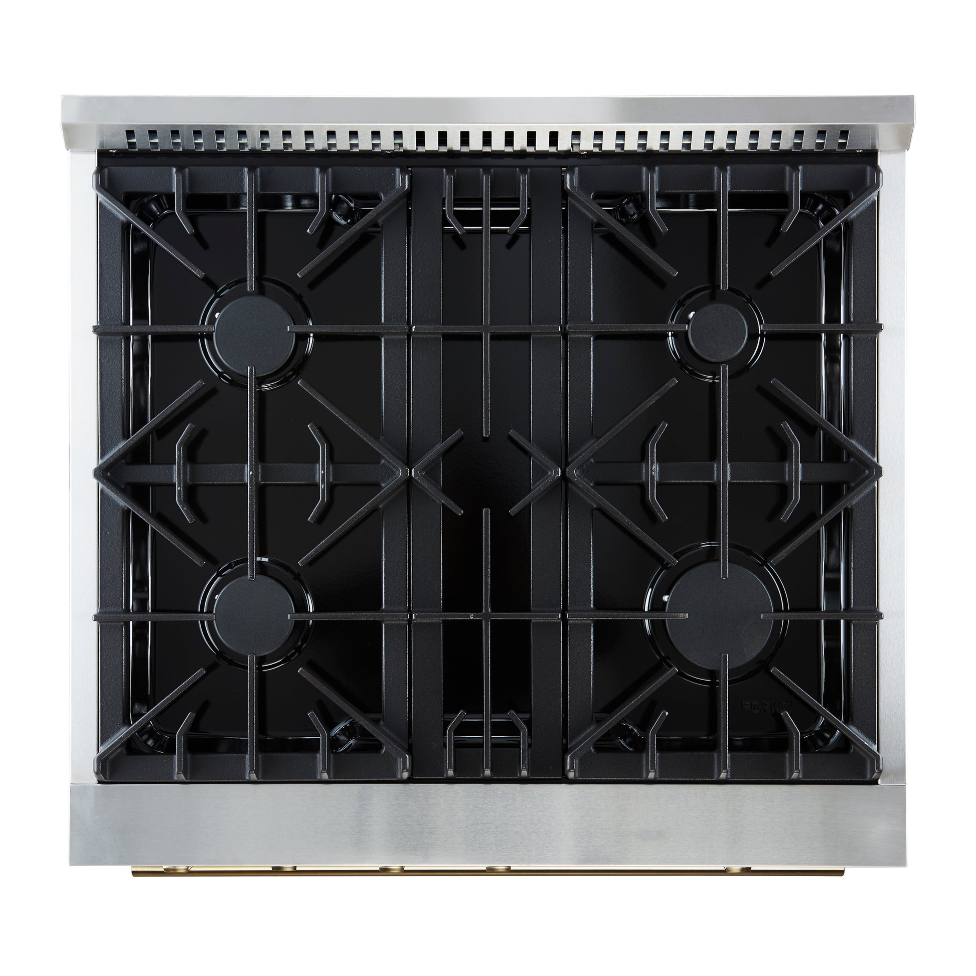 Marco 30-inch Gas Range White & Antique Brass Design, 4 Burners 37,000 BTU, 4.32 cu.ft. Convection Oven - Forno Appliances