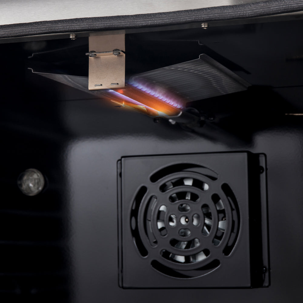 Marco 36-Inch Gas Range Black & Antique Brass Design, 6 Burners 67,000 BTU, 5.36 cu.ft. Convection Oven - Forno Appliances