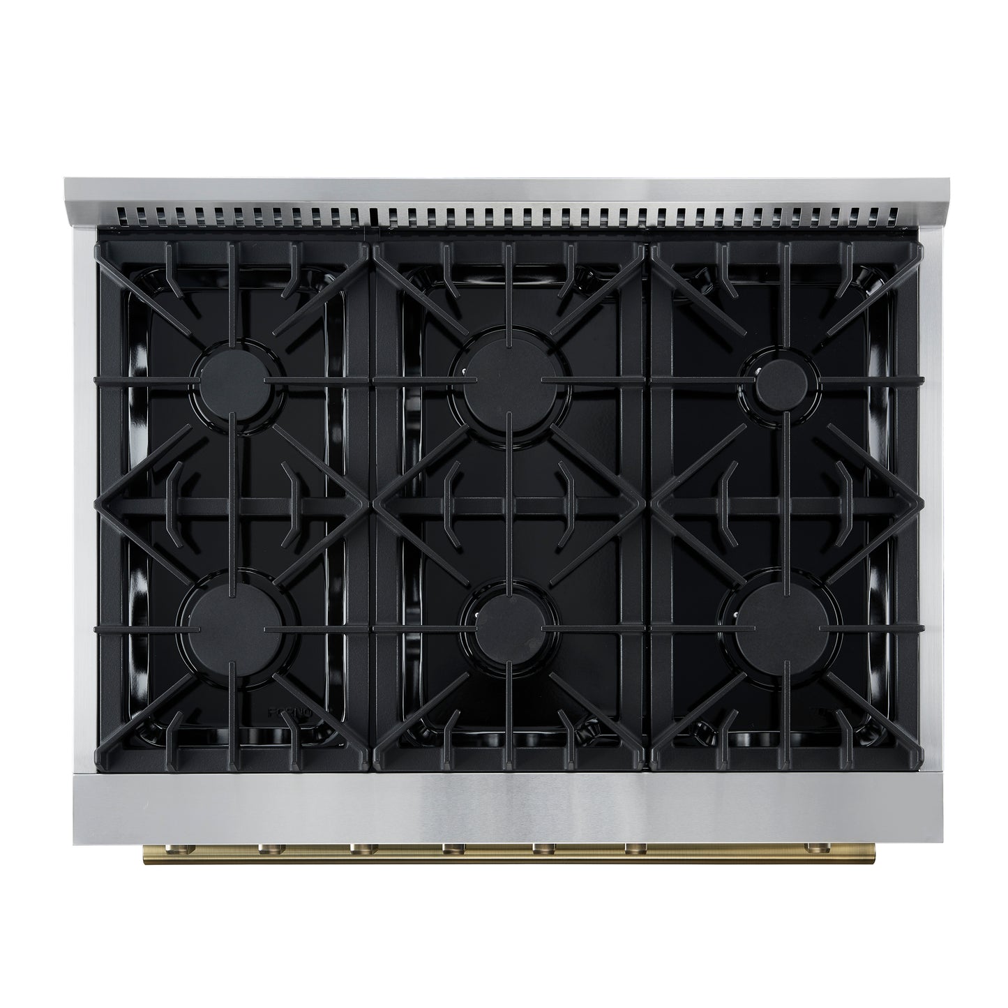 Marco 36-Inch Gas Range White & Antique Brass Design, 6 Burners 67,000 BTU, 5.36 cu.ft. Convection Oven - Forno Appliances