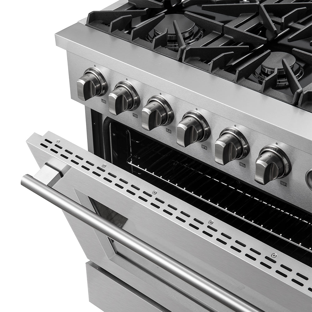 Marco 36-Inch Gas Range Stainless Steel, 6 Burners 67,000 BTU, 5.36 cu.ft. Convection Oven - Forno Appliances
