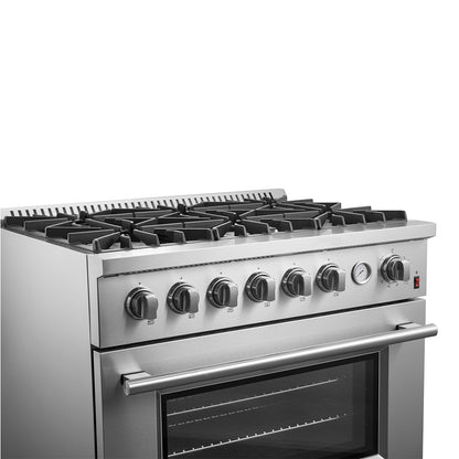 Marco 36-Inch Gas Range Stainless Steel, 6 Burners 67,000 BTU, 5.36 cu.ft. Convection Oven - Forno Appliances