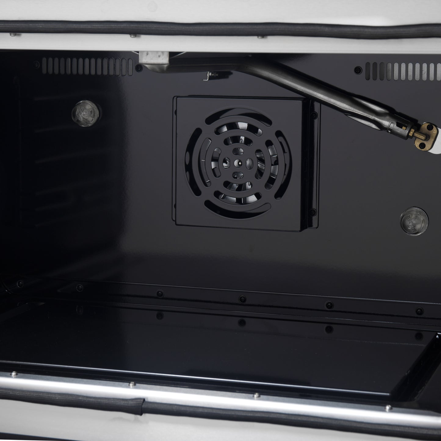 Forno Galiano 36-inch French Door Gas Range Black and Antique Brass Design, 6 Sealed Burners 83,000 BTU, 5.36 cu.ft. Convection Oven - Forno Appliances