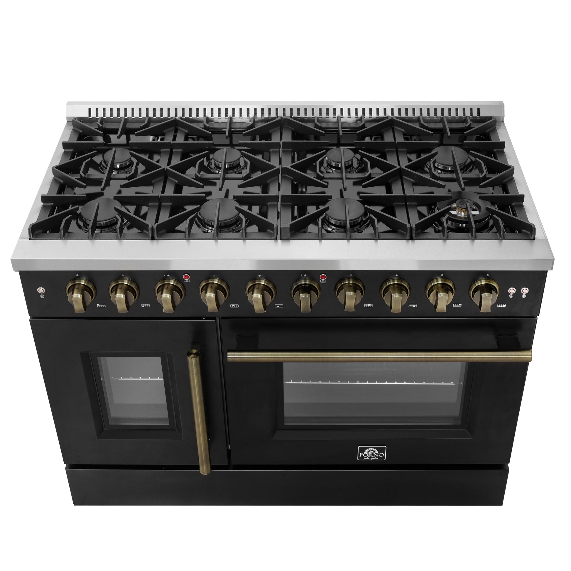 Forno Galiano 48" Freestanding French Door Gas Range in Black - Forno Appliances