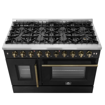 Forno Galiano 48" Freestanding French Door Gas Range in Black - Forno Appliances