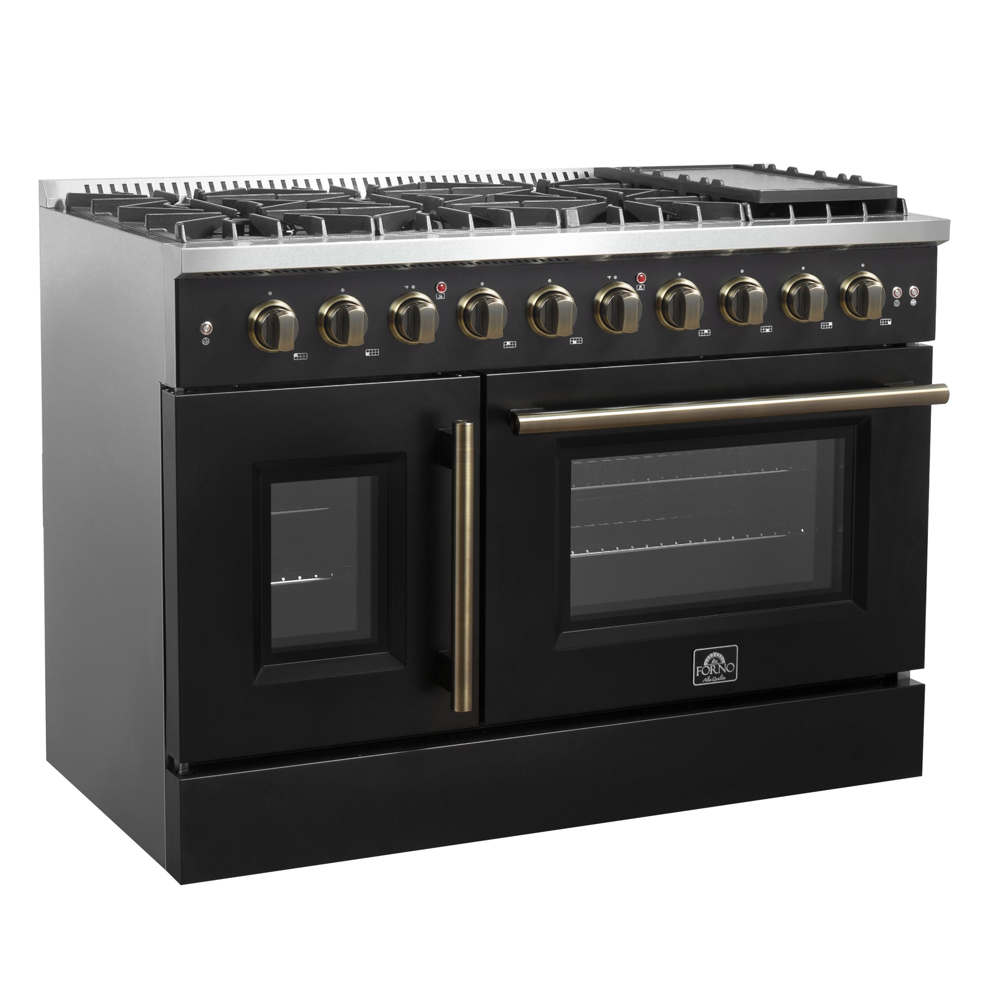 Forno Galiano 48" Freestanding French Door Gas Range in Black - Forno Appliances