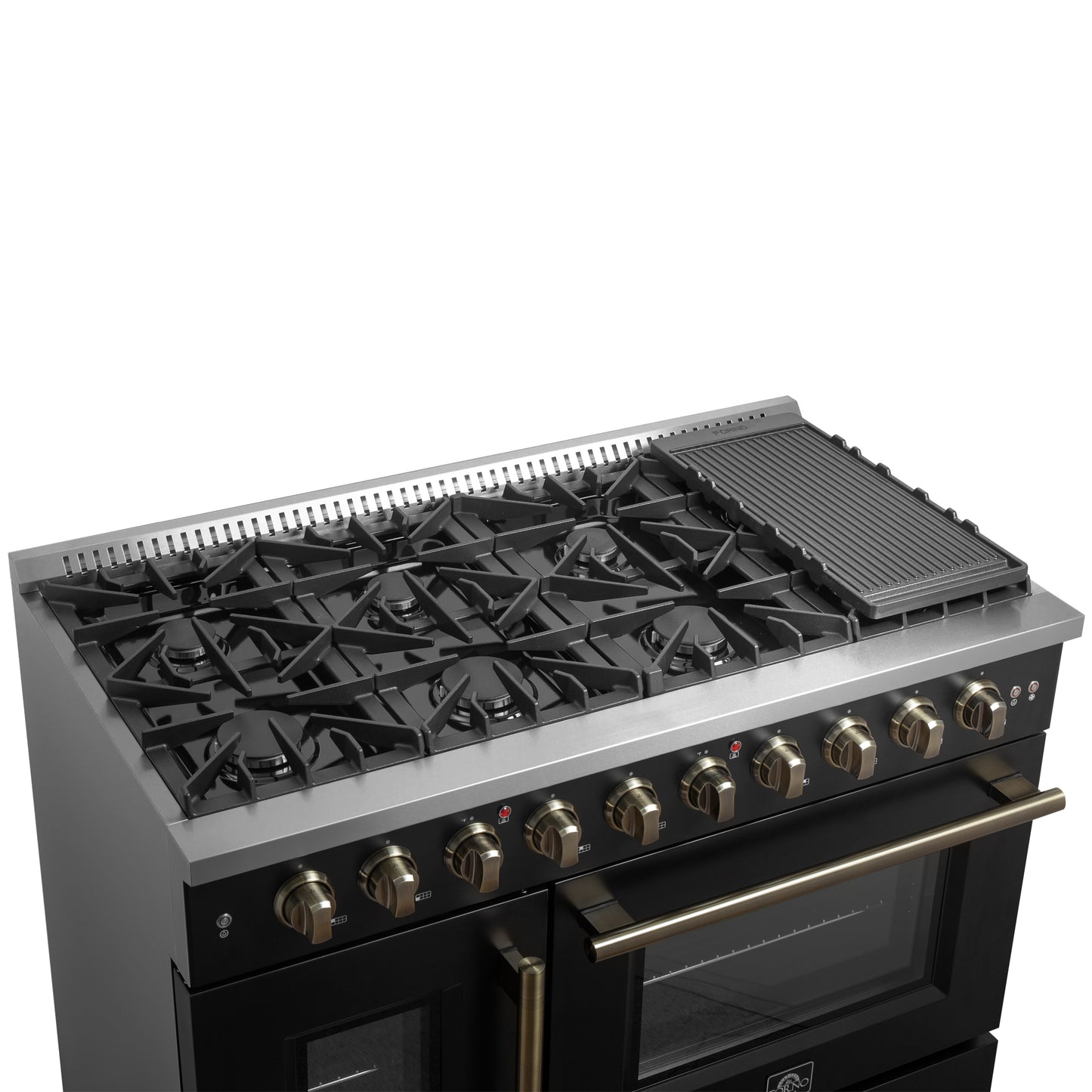 Forno Galiano 48" Freestanding French Door Gas Range in Black - Forno Appliances