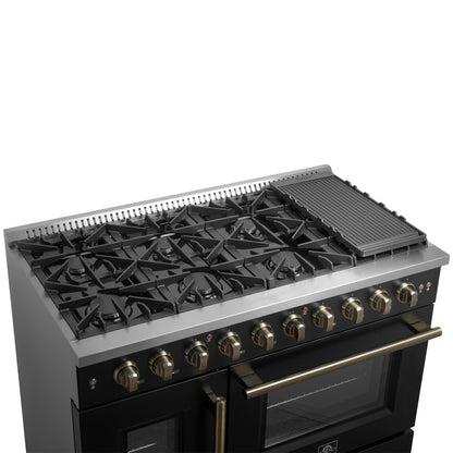 Forno Galiano 48" Freestanding French Door Gas Range in Black - Forno Appliances
