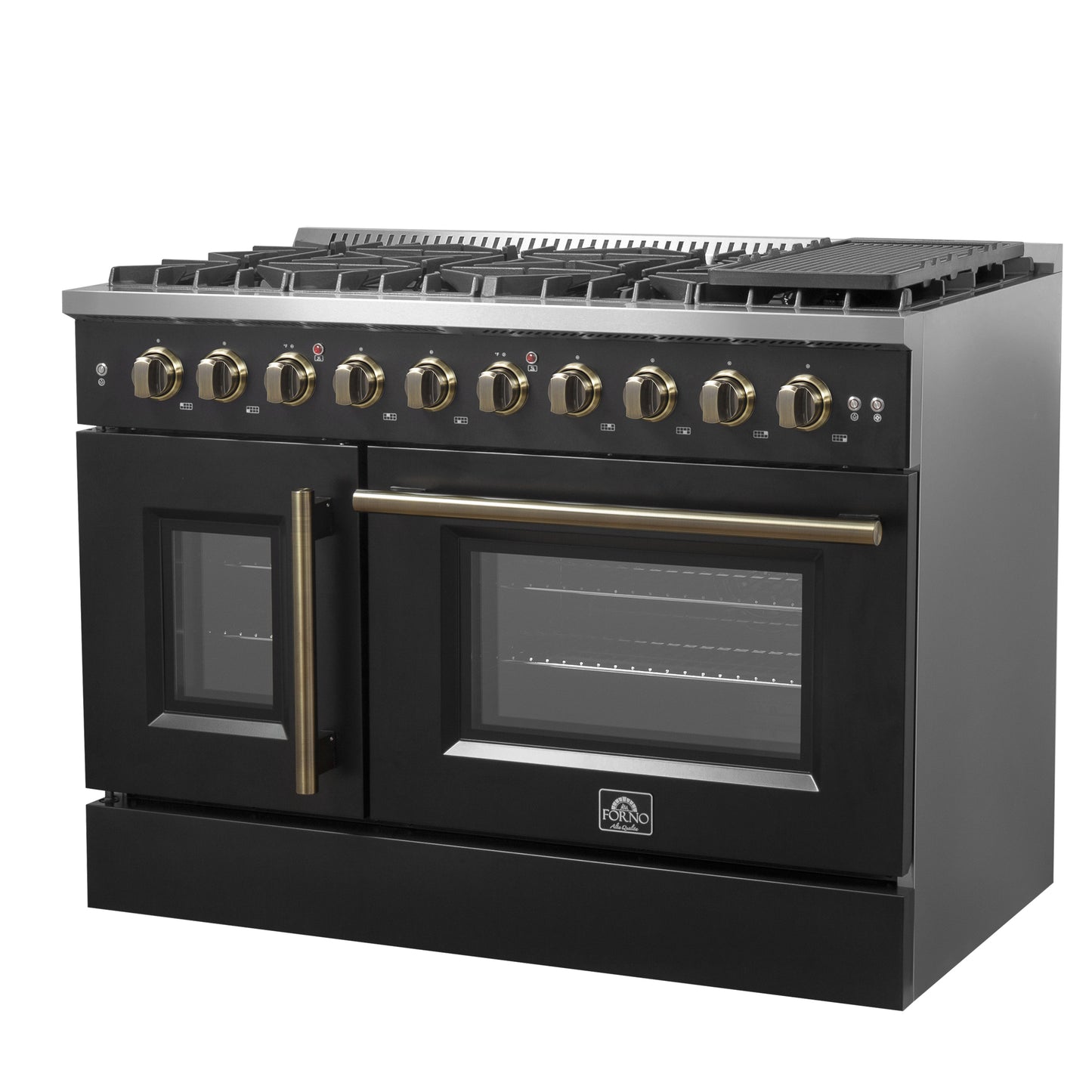Forno Galiano 48" Freestanding French Door Gas Range in Black - Forno Appliances
