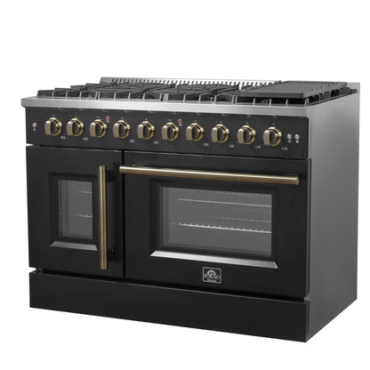 Forno Galiano 48" Freestanding French Door Gas Range in Black - Forno Appliances