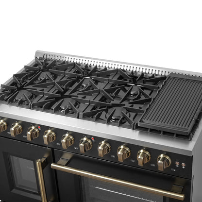 Forno Galiano 48" Freestanding French Door Gas Range in Black - Forno Appliances