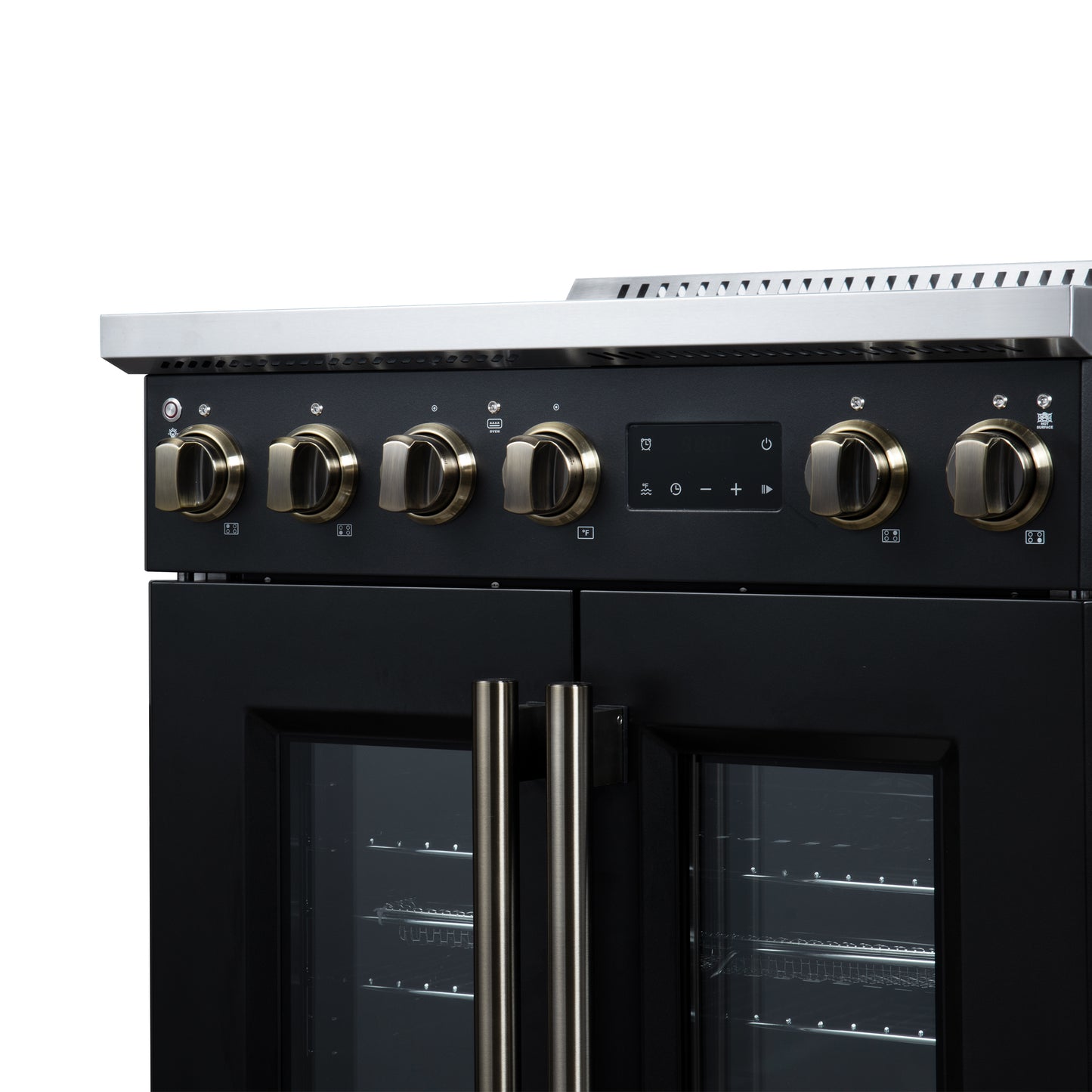Torino French Door 30 Inch Induction Range with Air Fryer, Air Sous Vide & True Convection, Dual Broiler, Black - Forno Appliances