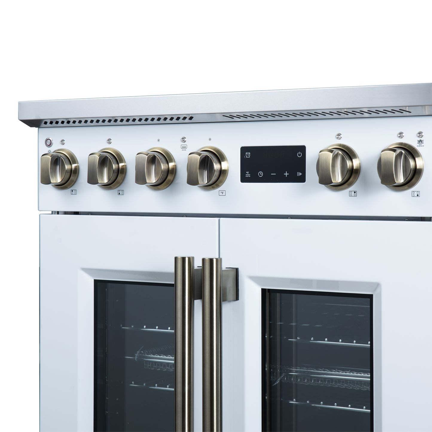Torino French Door 30 Inch Induction Range with Air Fryer, Air Sous Vide & True Convection, Dual Broiler, White - Forno Appliances