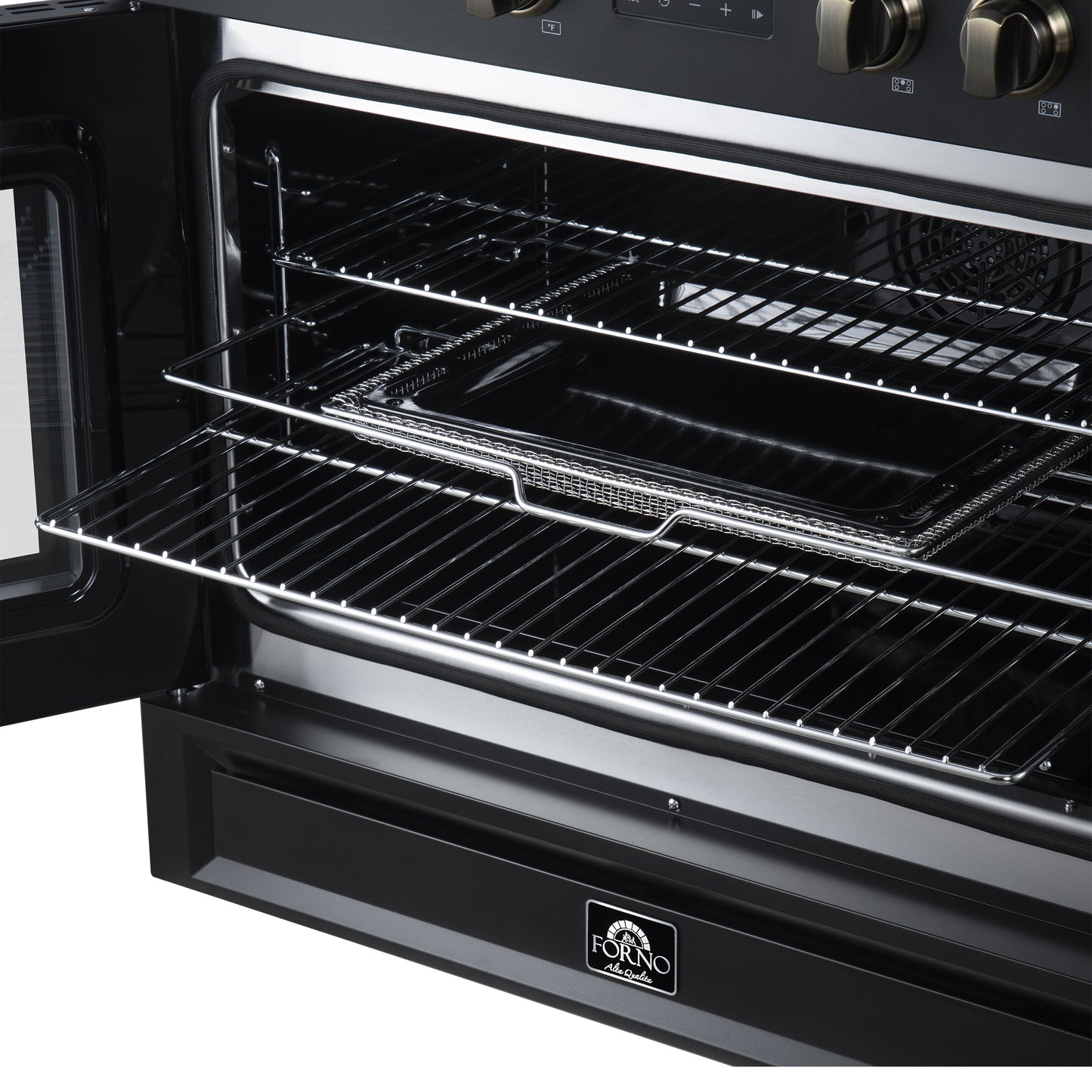 Torino French Door 36 Inch Induction Range with Air Fryer, Air Sous Vide & True Convection, Dual Broiler, Black - Forno Appliances