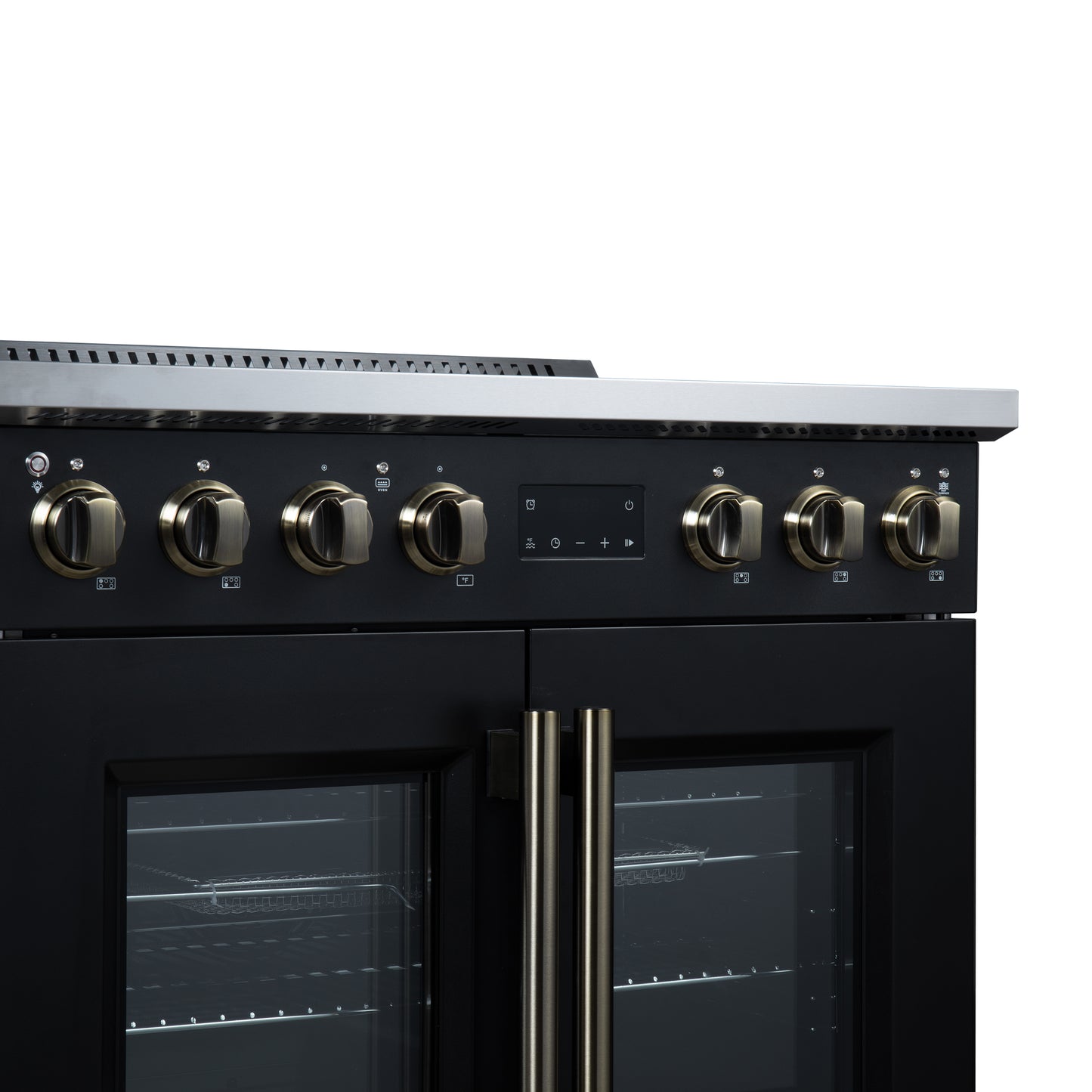 Torino French Door 36 Inch Induction Range with Air Fryer, Air Sous Vide & True Convection, Dual Broiler, Black - Forno Appliances