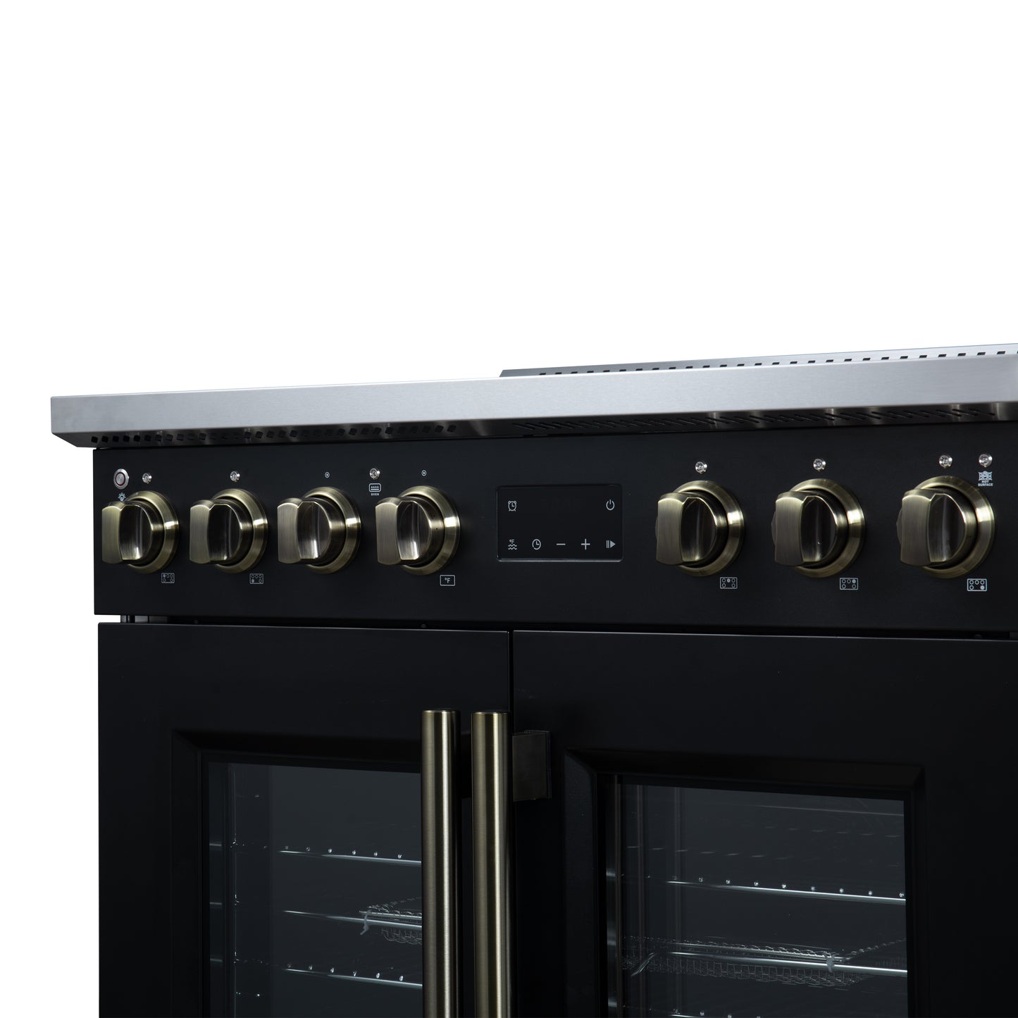 Torino French Door 36 Inch Induction Range with Air Fryer, Air Sous Vide & True Convection, Dual Broiler, Black - Forno Appliances