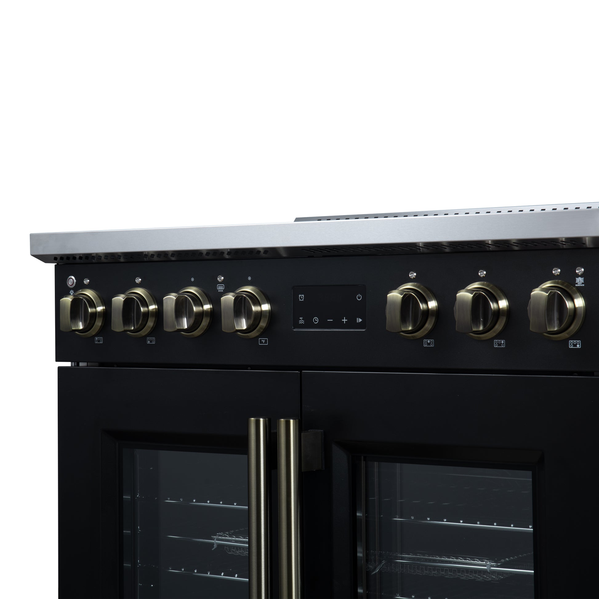 Torino French Door 36 Inch Induction Range with Air Fryer, Air Sous Vide & True Convection, Dual Broiler, Black - Forno Appliances
