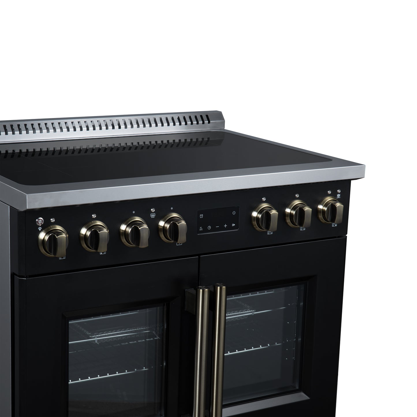 Torino French Door 36 Inch Induction Range with Air Fryer, Air Sous Vide & True Convection, Dual Broiler, Black - Forno Appliances