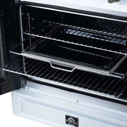 Torino French Door 36 Inch Induction Range with Air Fryer, Air Sous Vide & True Convection, Dual Broiler, White - Forno Appliances