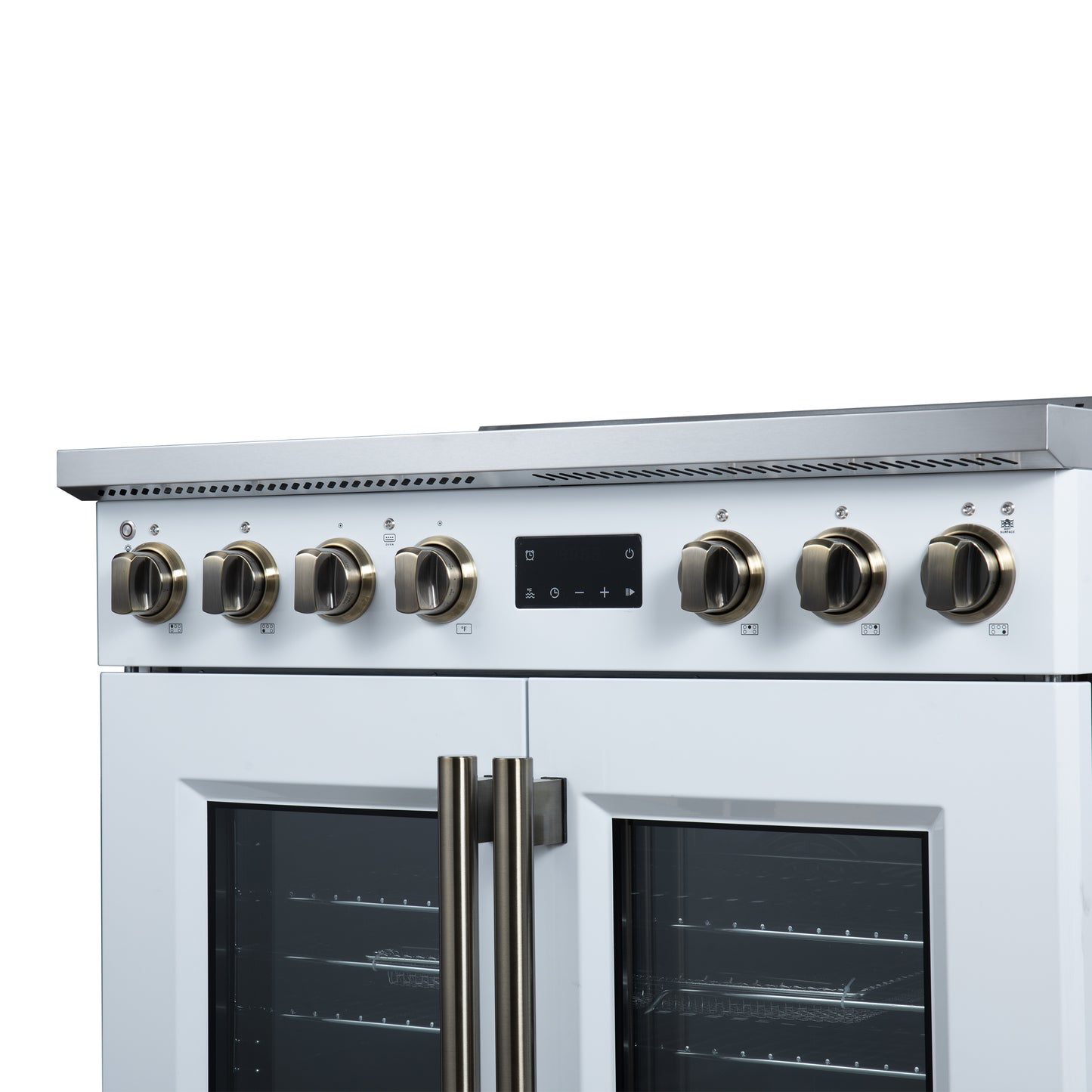 Torino French Door 36 Inch Induction Range with Air Fryer, Air Sous Vide & True Convection, Dual Broiler, White - Forno Appliances