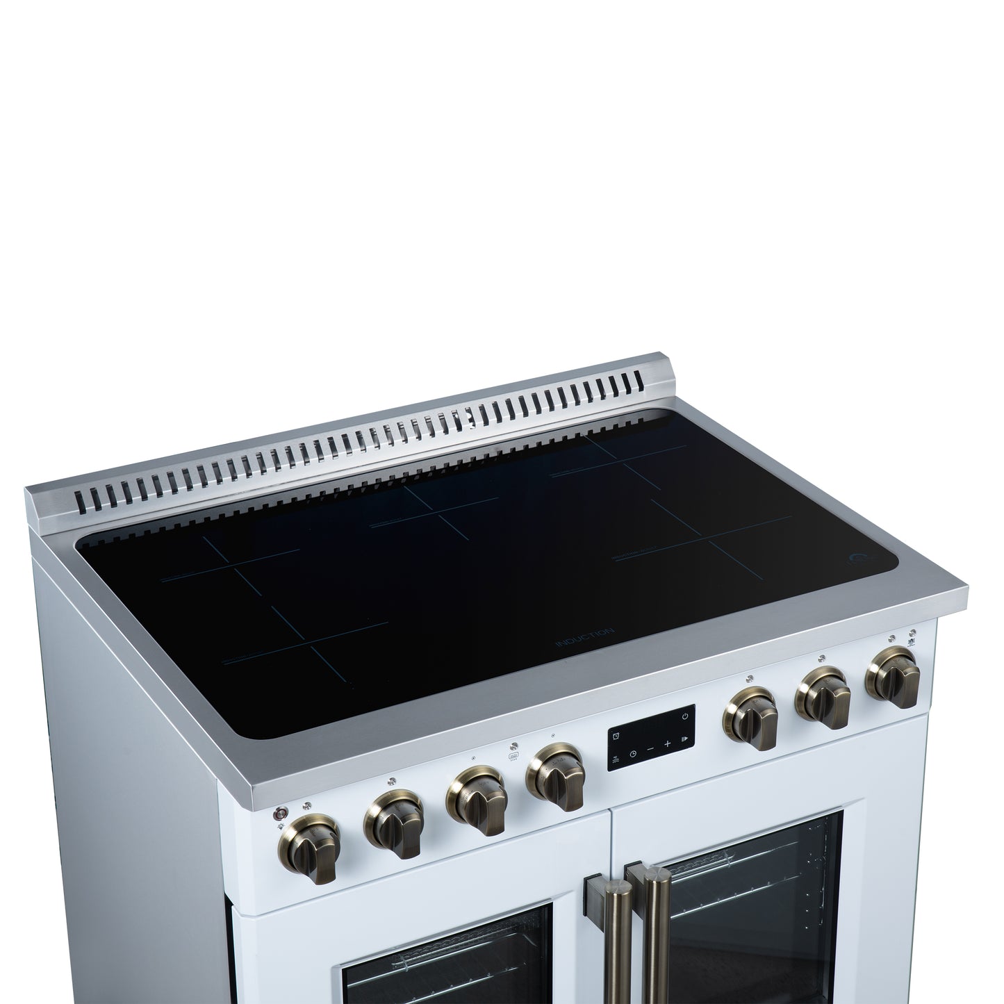 Torino French Door 36 Inch Induction Range with Air Fryer, Air Sous Vide & True Convection, Dual Broiler, White - Forno Appliances