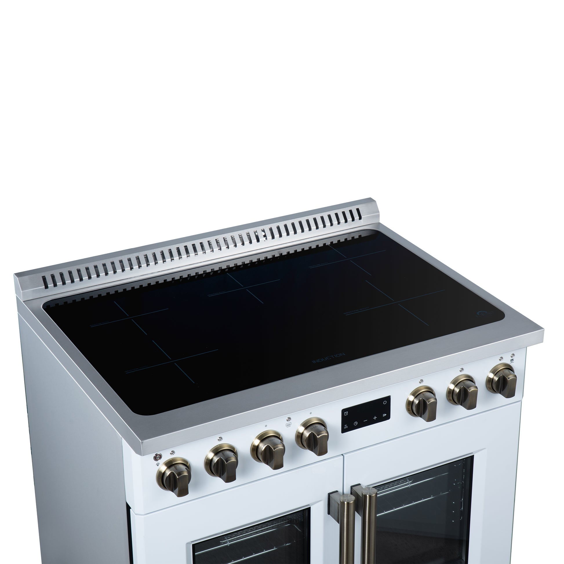 Torino French Door 36 Inch Induction Range with Air Fryer, Air Sous Vide & True Convection, Dual Broiler, White - Forno Appliances