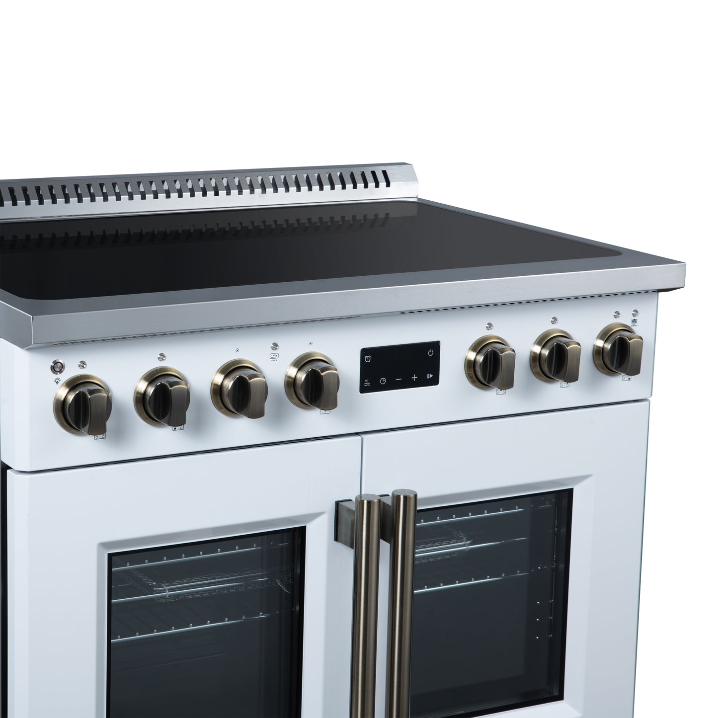 Torino French Door 36 Inch Induction Range with Air Fryer, Air Sous Vide & True Convection, Dual Broiler, White - Forno Appliances