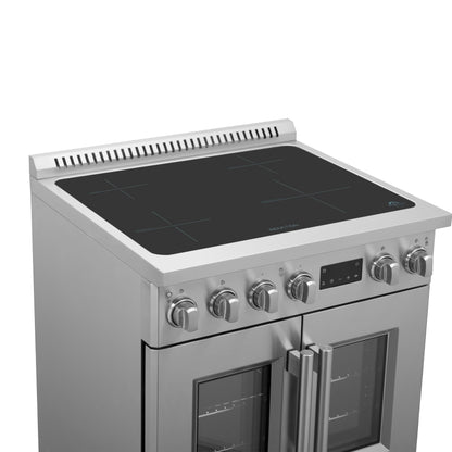 Cuisinière à induction Forno Torino de 30 pouces avec porte française, friteuse à air et four à convection véritable - Forno Appliances