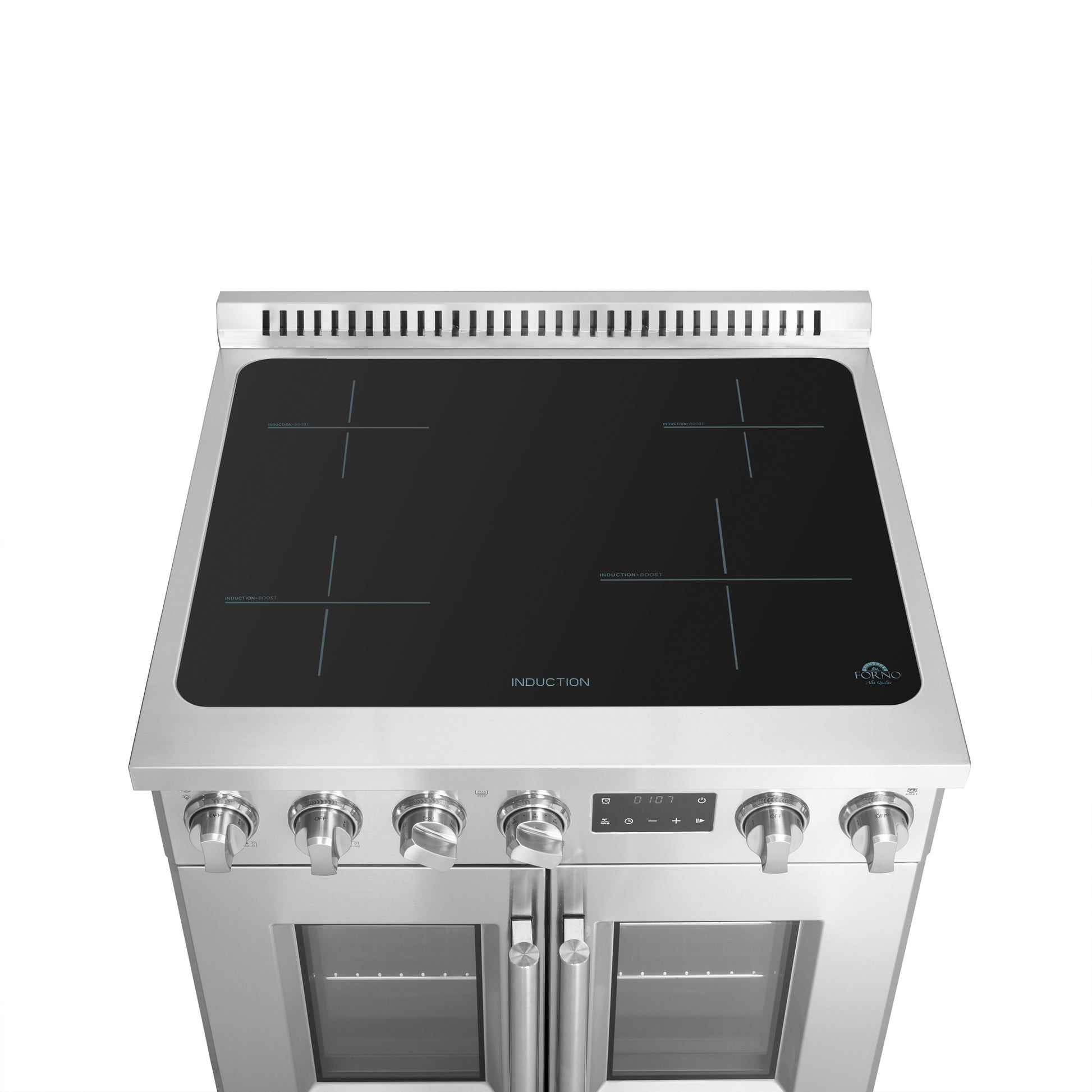 Cuisinière à induction Forno Torino de 30 pouces avec porte française, friteuse à air et four à convection véritable - Forno Appliances