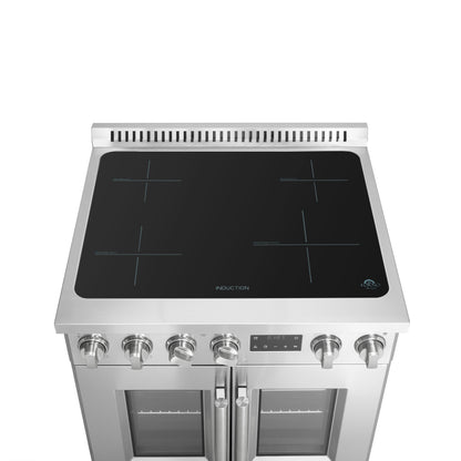 Cuisinière à induction Forno Torino de 30 pouces avec porte française, friteuse à air et four à convection véritable - Forno Appliances