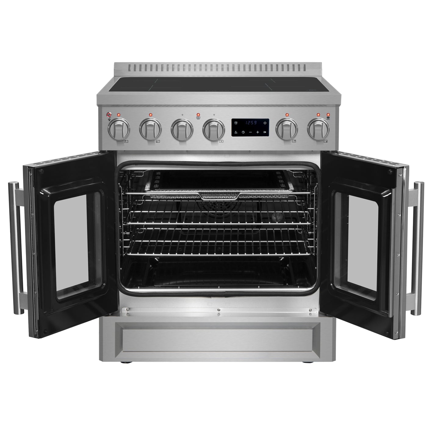 Cuisinière à induction Forno Torino de 30 pouces avec porte française, friteuse à air et véritable four à convection - Forno Appliances
