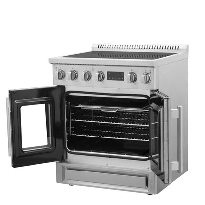 Cuisinière à induction Forno Torino de 30 pouces à double porte française avec friteuse à air et four à convection authentique - Forno Appliances