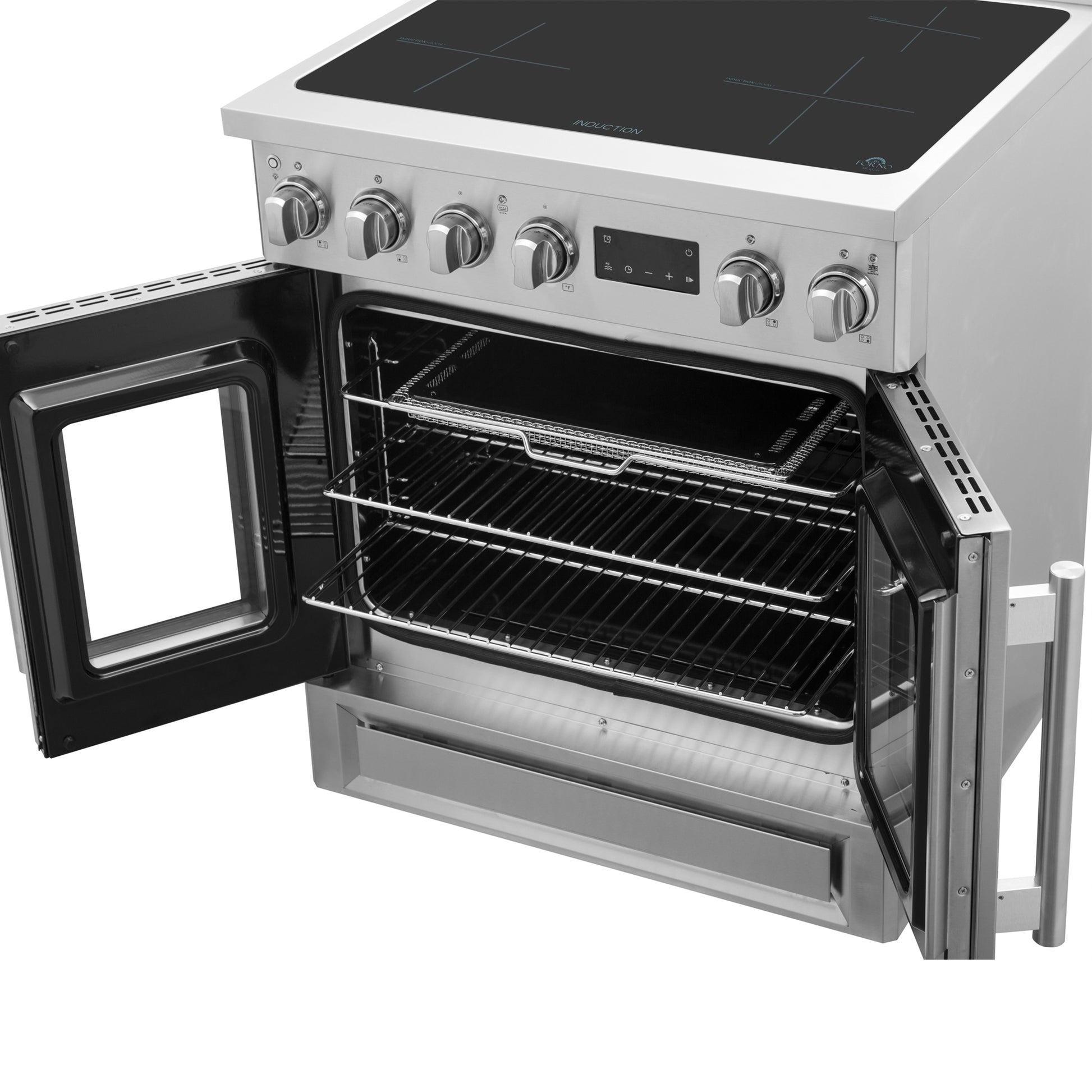 Cuisinière à induction 30 Inch Forno Torino à portes françaises avec friteuse à air et four à convection véritable - Forno Appliances