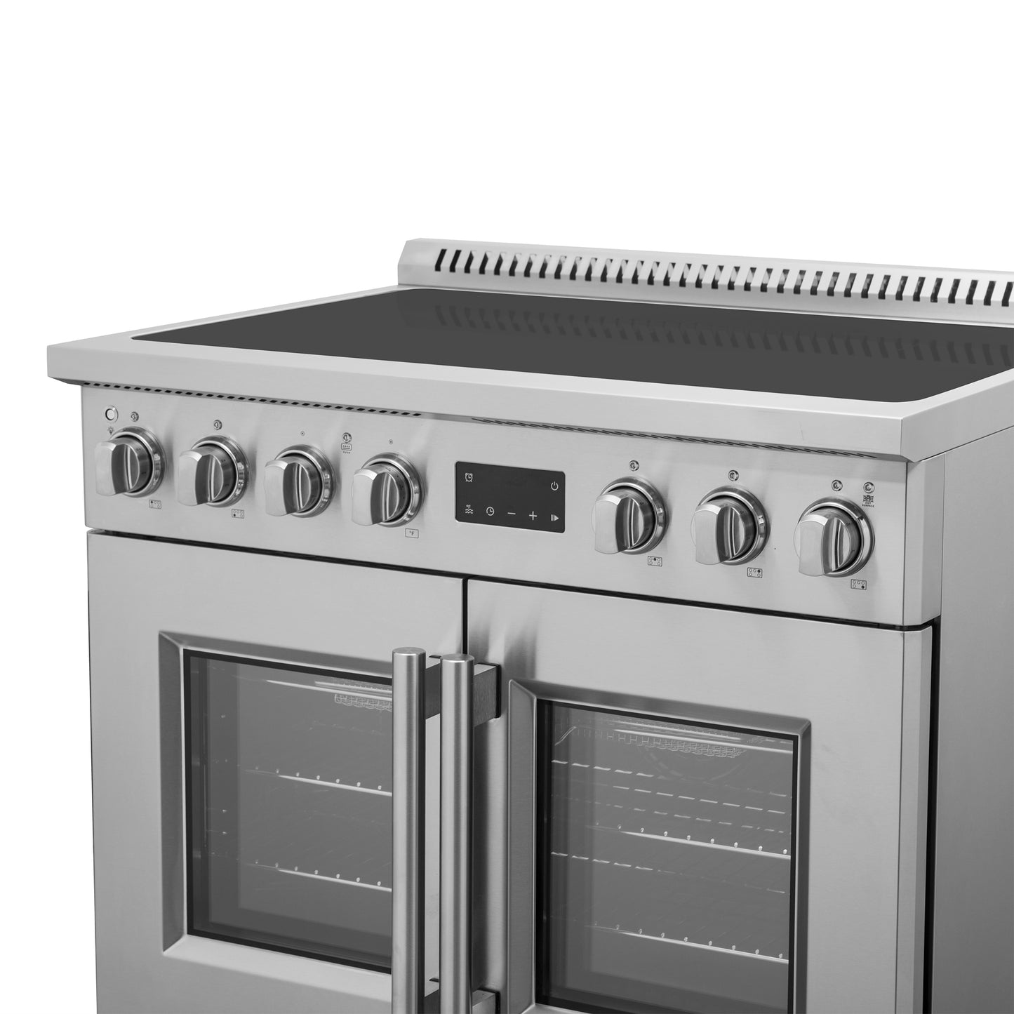 Cuisinière à induction Forno Torino de 36 pouces à portes françaises avec friteuse à air et four à convection véritable - Forno Appliances