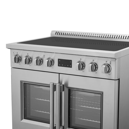 Cuisinière à induction Forno Torino de 36 pouces à portes françaises avec friteuse à air et four à convection véritable - Forno Appliances