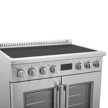 Cuisinière à induction Forno Torino 36 pouces à porte française avec friteuse à air et four à convection véritable - Forno Appliances