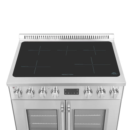 Cuisinière à induction Forno Torino de 36 pouces avec porte française, air fryer et vrai four à convection - Forno Appliances